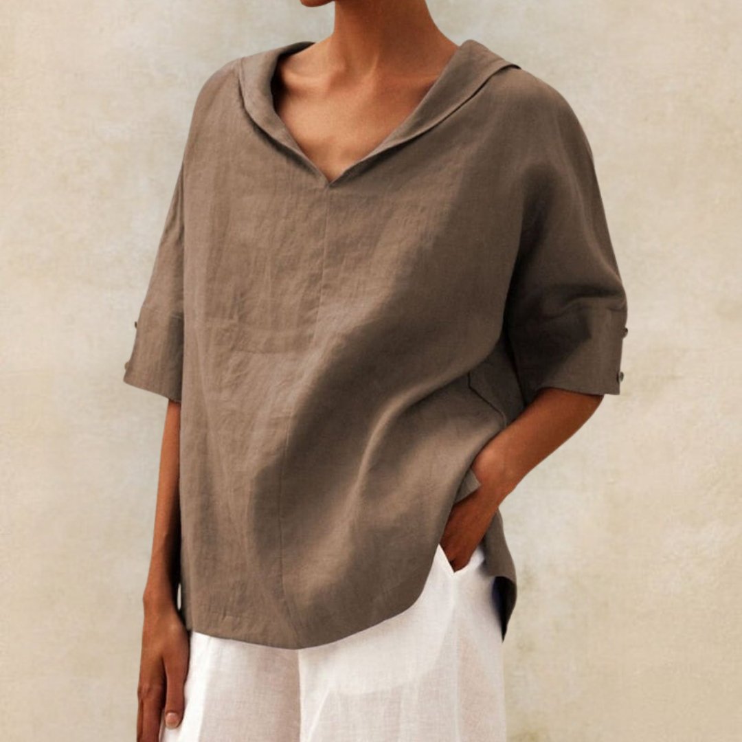 Top Femme Col V Fluide