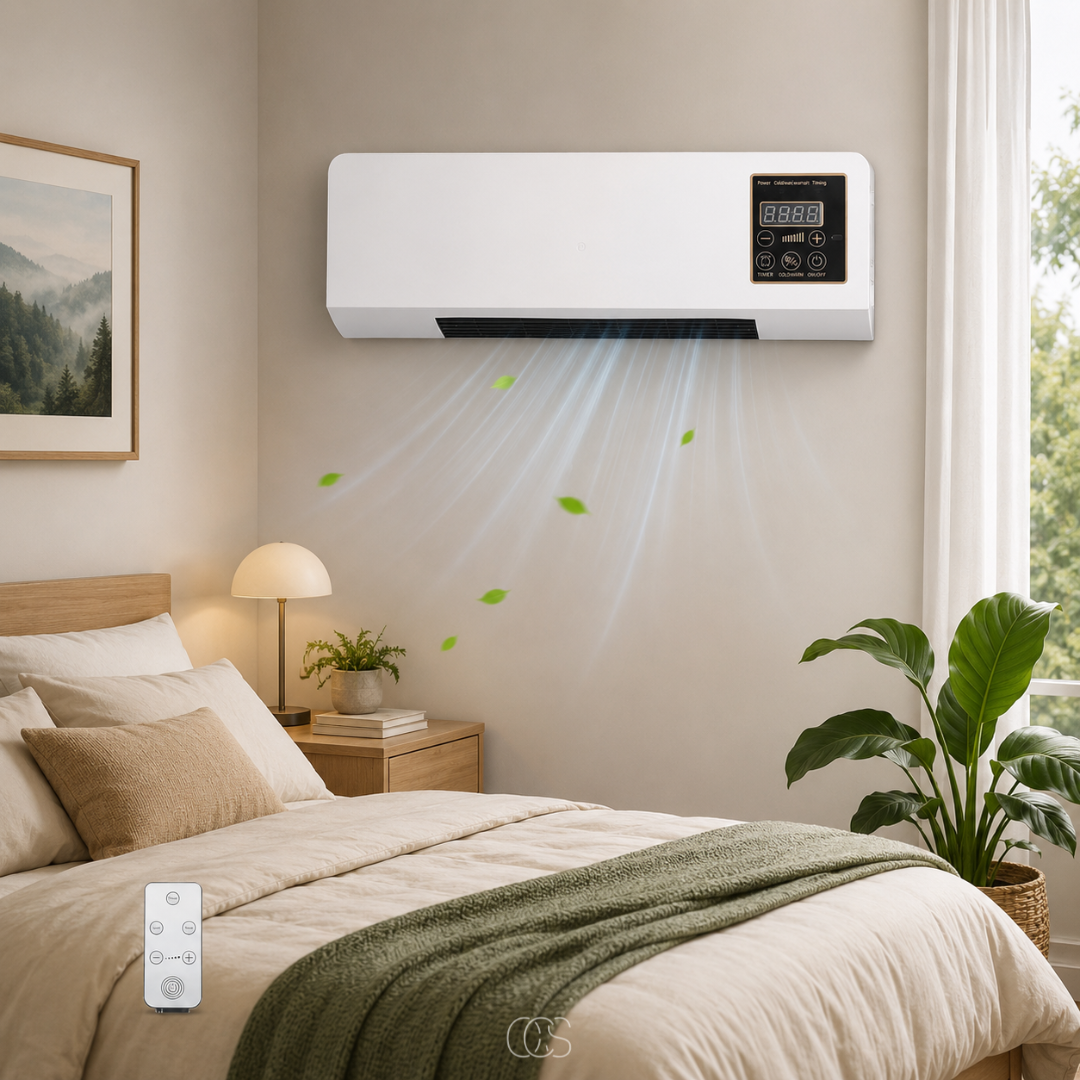 2v1 nástěnný topný ventilátor s dálkovým ovládáním a LED displejem