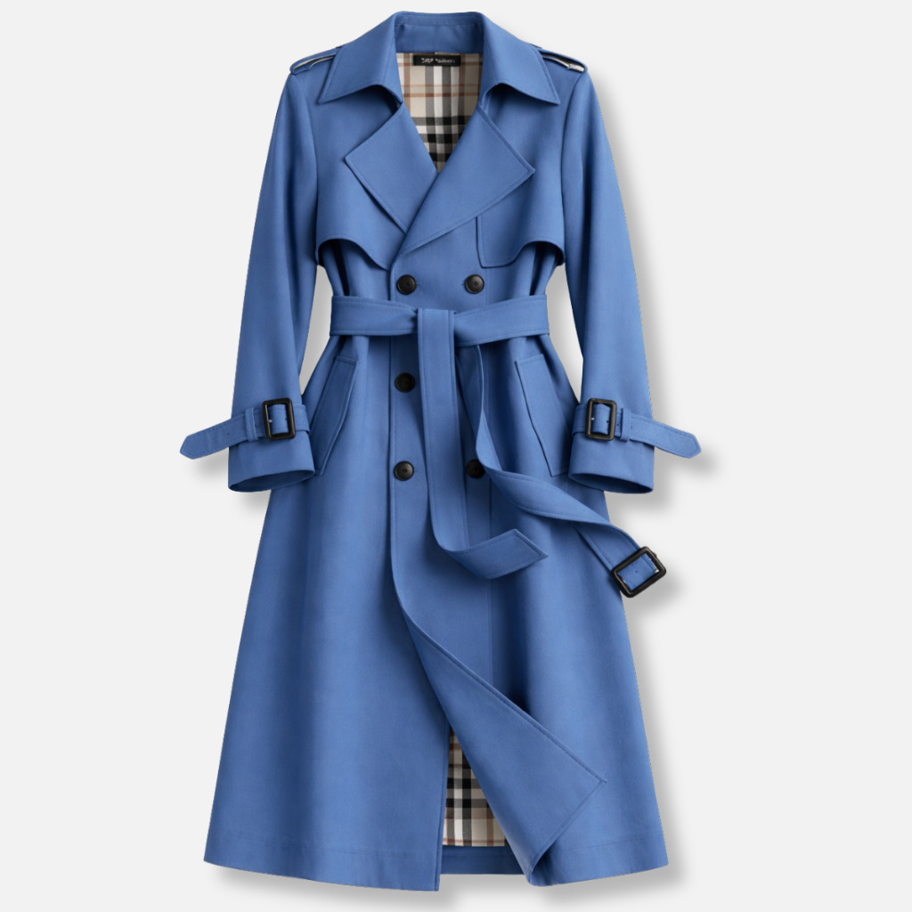 Női pamut trenchcoat – Állítható öv és hosszú, szabott fazon