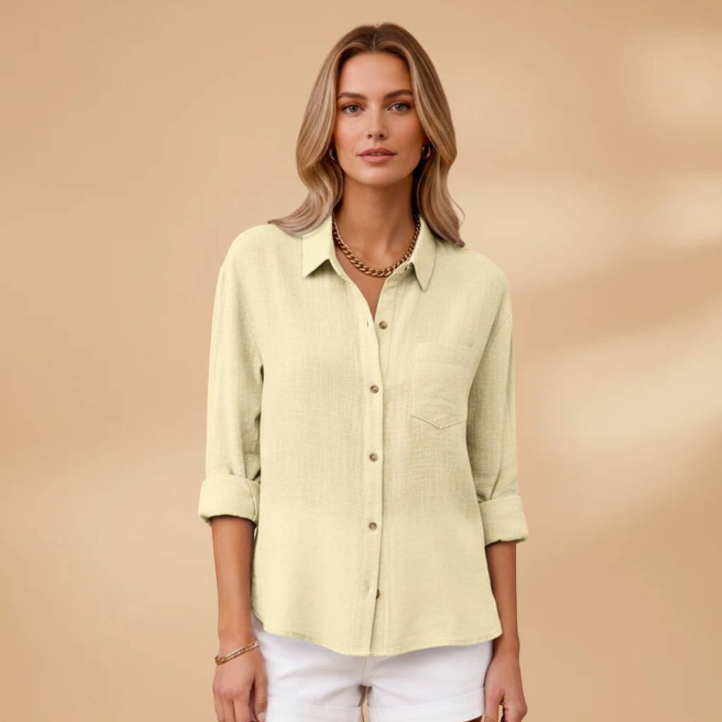 Tunique courte boutonnée femme — top ajusté uni sans poches | vacances