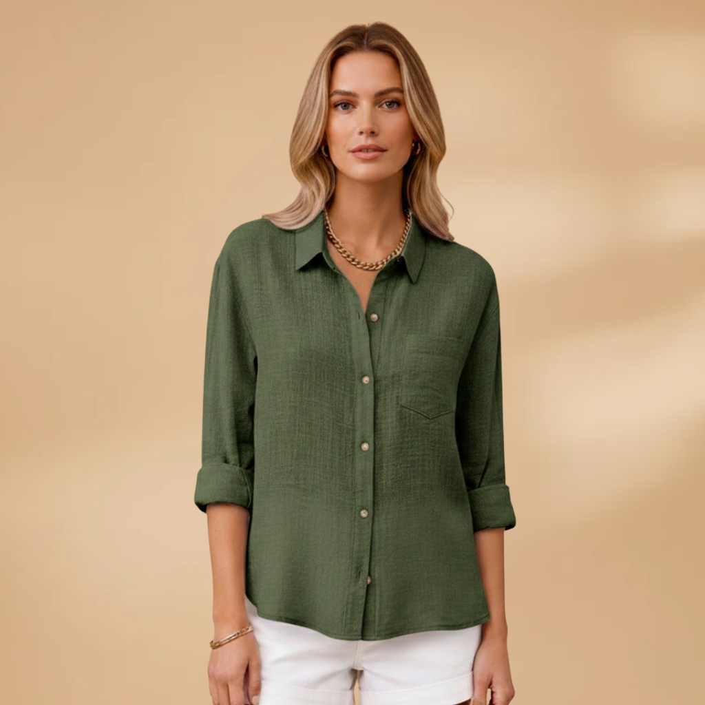 Tunique courte boutonnée femme — top ajusté uni sans poches | vacances