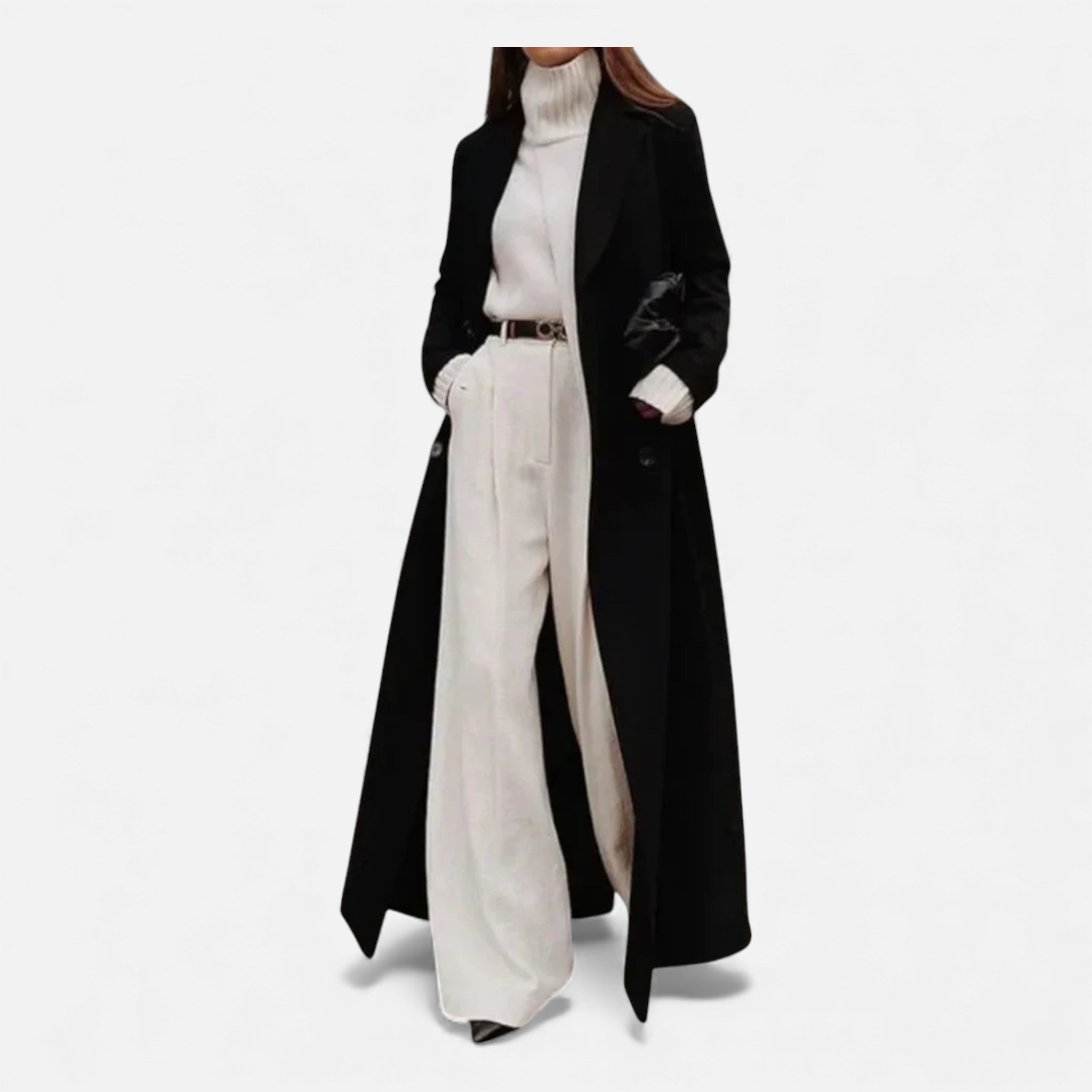 Ancienne Monde | Manteau Long Femme Noir Cintré