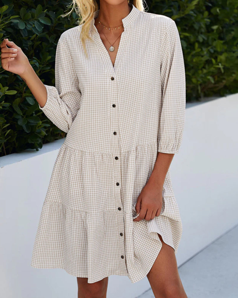 Robe Courte Femme A-Line Col V