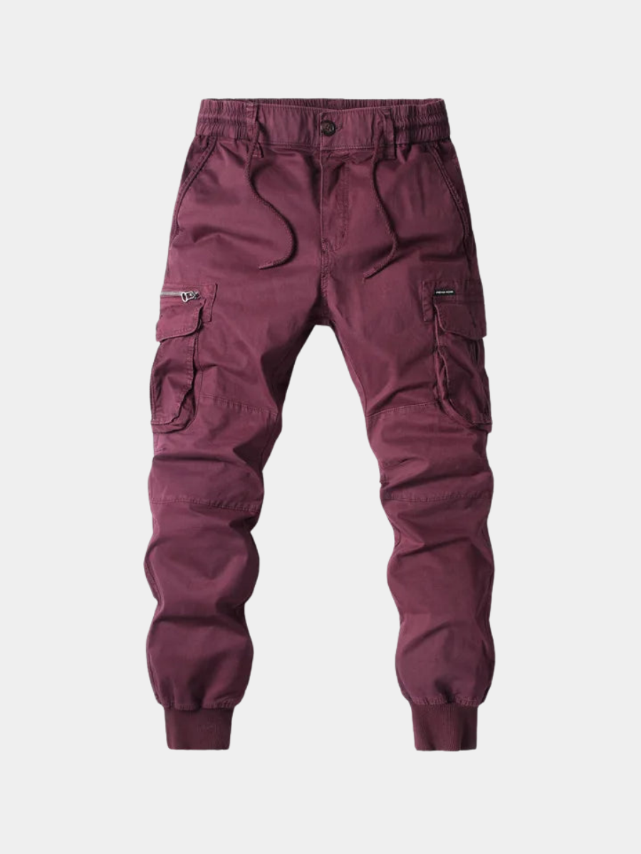Pantalón jogger de algodón para hombre – bolsillos cargo y cintura elástica ajustable