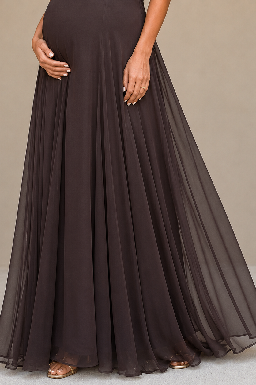 Robe maternité longue épaules dénudées
