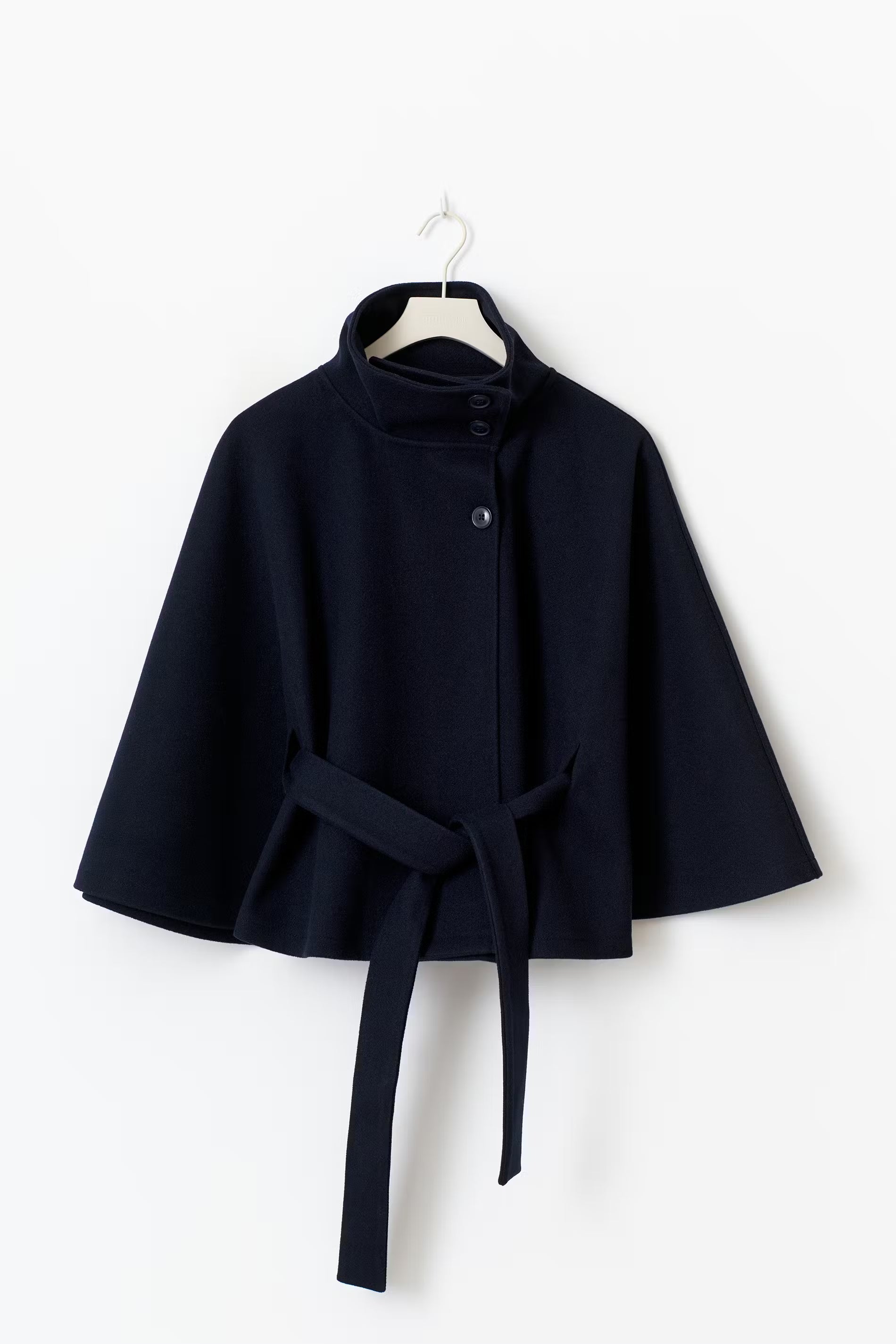 Cape Femme – High Neck Tie Waist Loose Silhouette