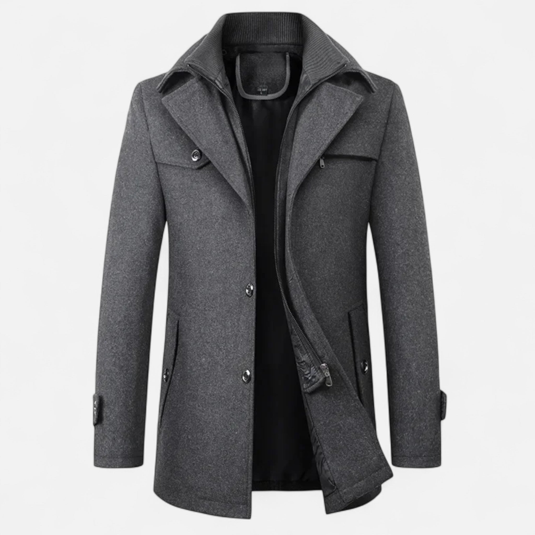 Ancienne Monde | Trench Homme Laine Col Double Zippé