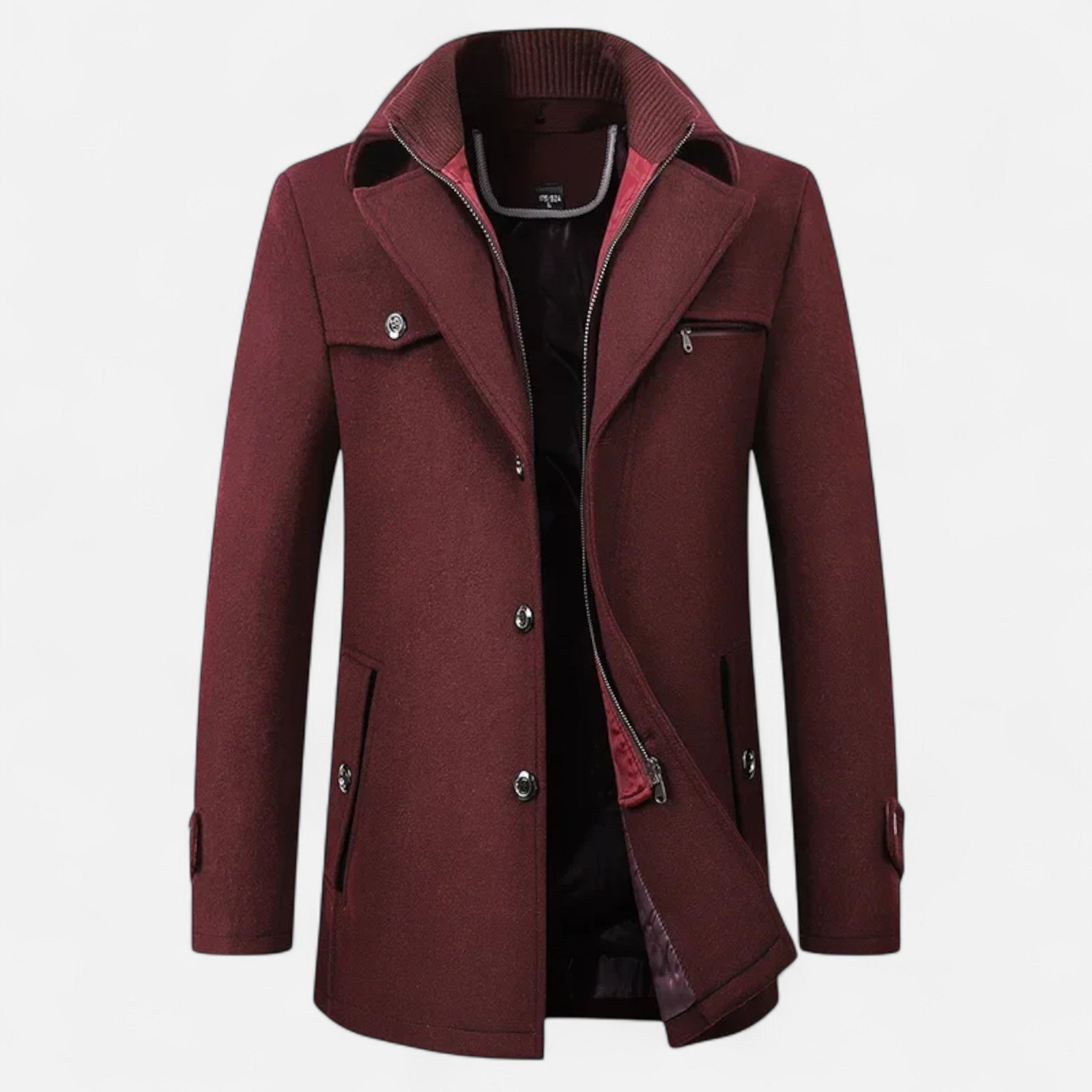 Ancienne Monde | Trench Homme Laine Col Double Zippé