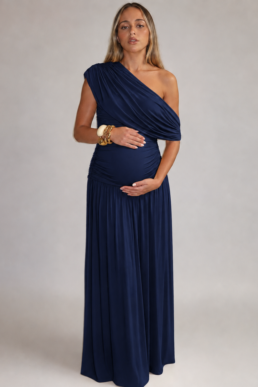 Robe maternité longue asymétrique élégante