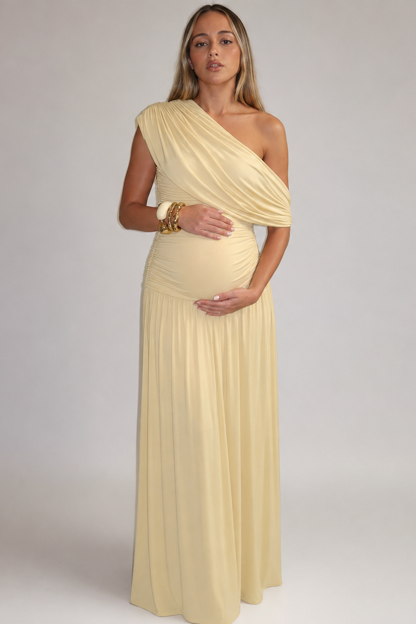 Robe maternité longue asymétrique élégante