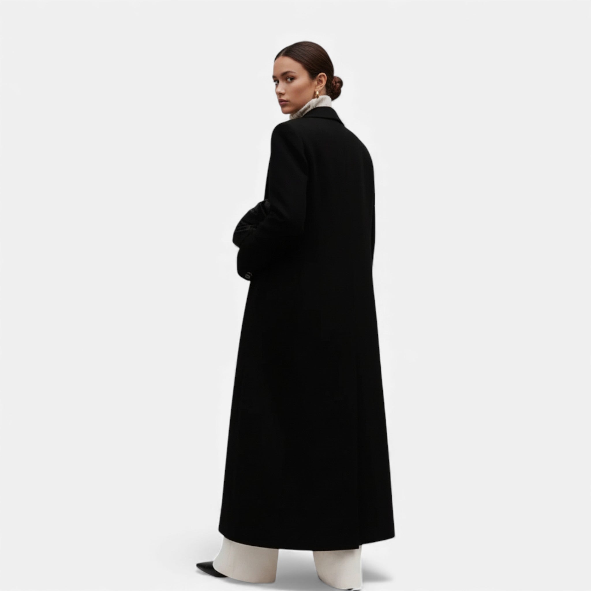 Ancienne Monde | Manteau Long Femme Noir Cintré