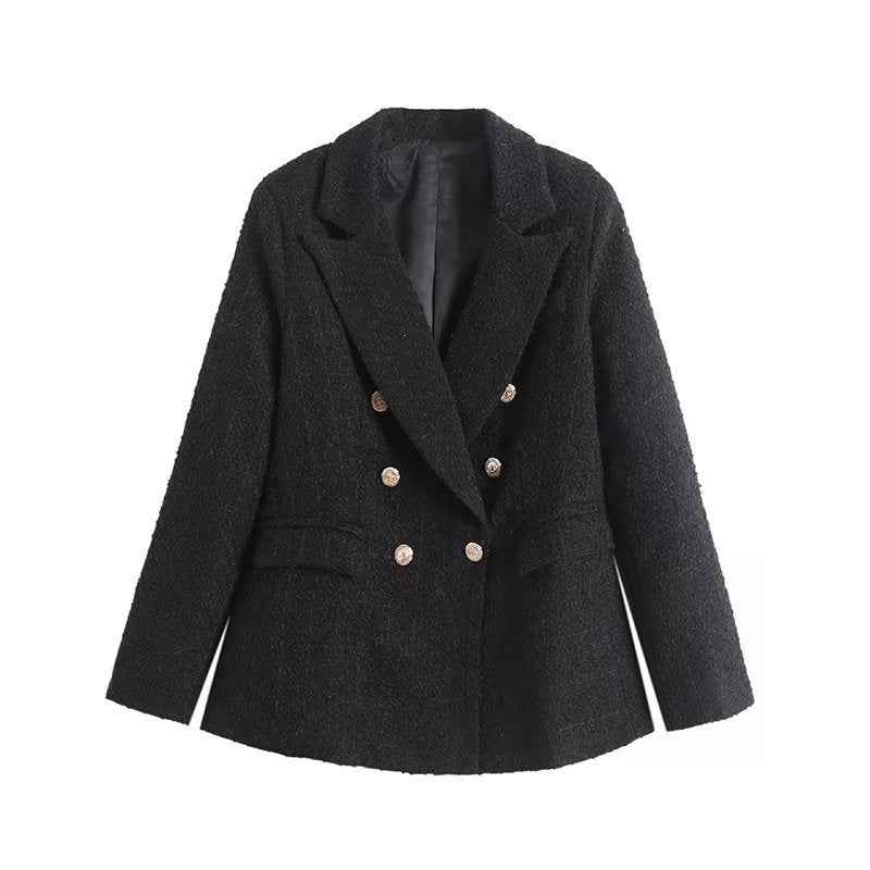 Women’s Blazer – Notched Lapel, Fitted Waist, Hip-Length, Timeless Style