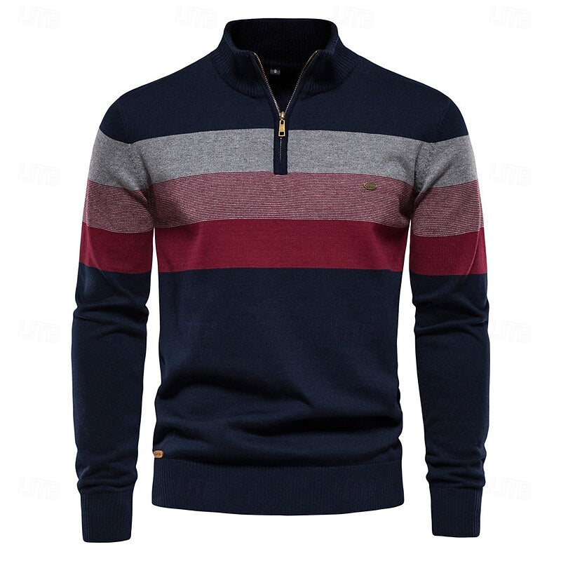 Pull Zippé Homme – Col Montant et Coupe Ajustée au Style Intemporel