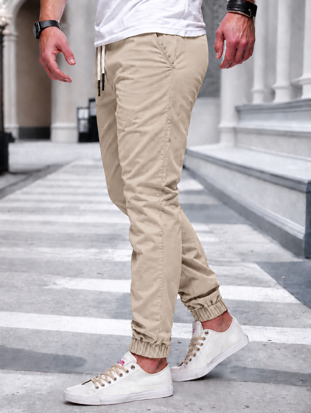 Men's Cargo Jogger – Elastic Waist, Side Pockets, Lightweight Fabric