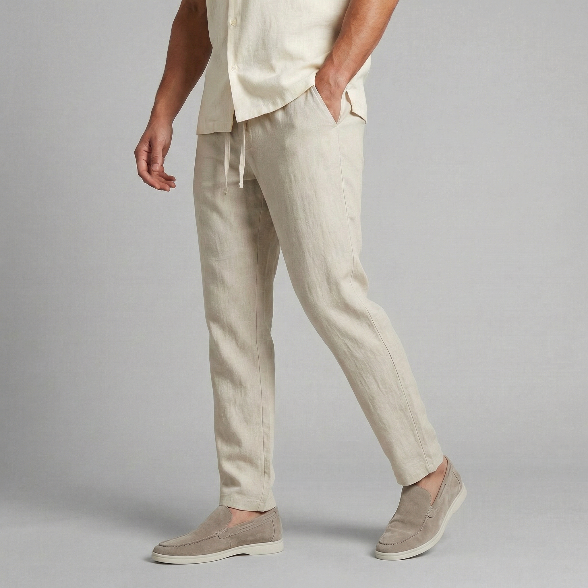 Pantalon Homme En Mélange Lin