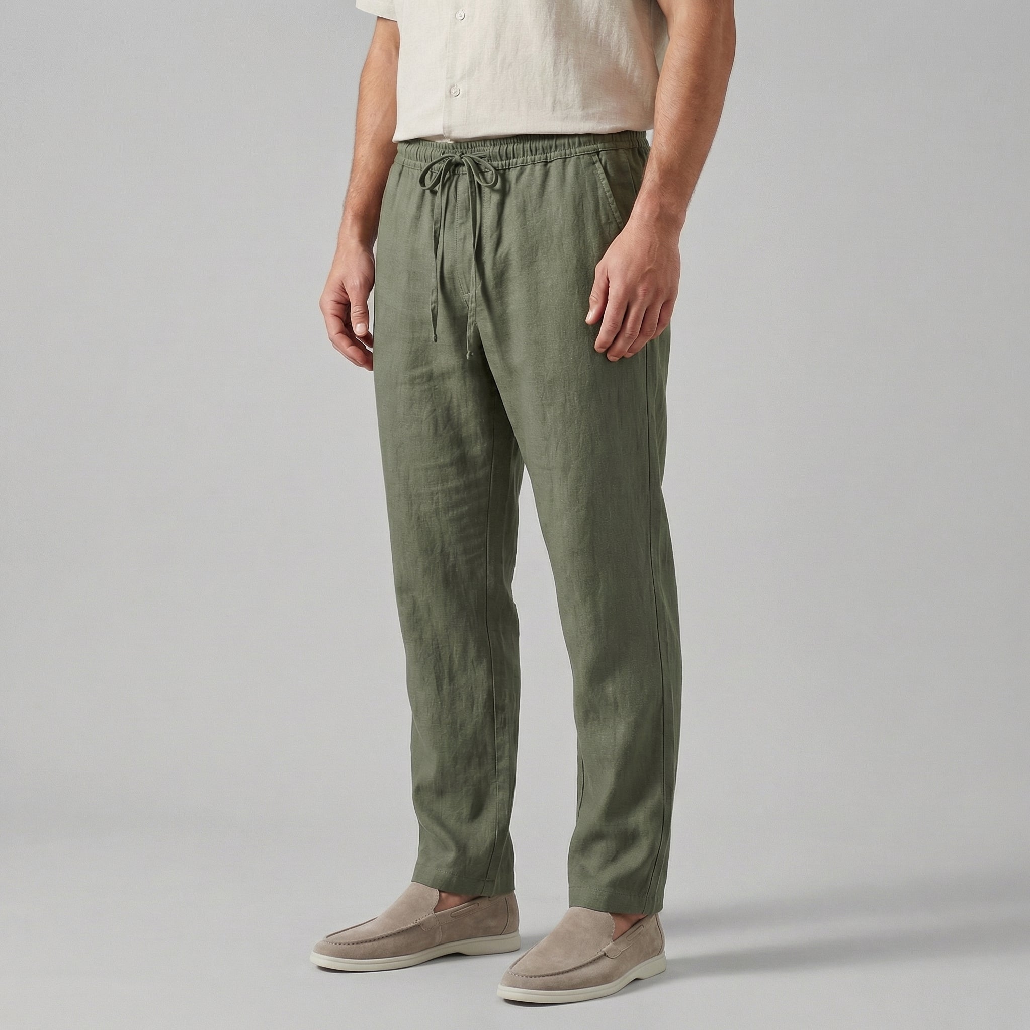 Pantalon Homme En Mélange Lin