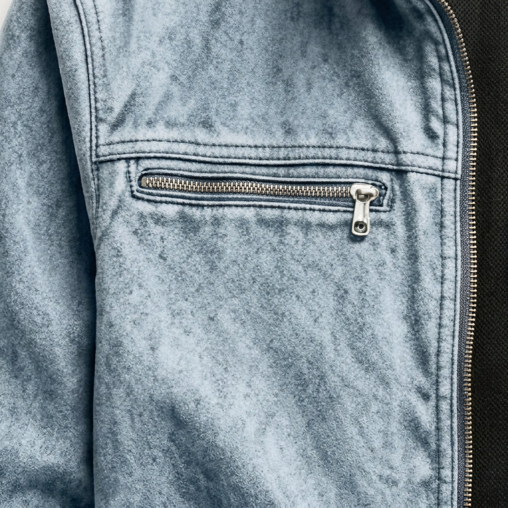 Men's Cotton Jacket – Stand Collar, Full-Zip, Patch Pockets, Utility Style
