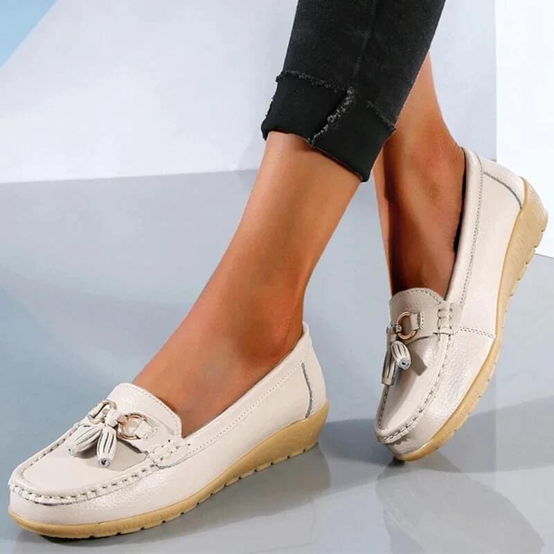 Chaussures mocassins en cuir femme - souliers de ville à boucles - loisirs