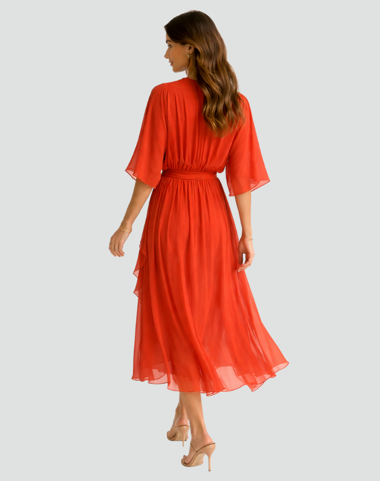 Robe Midi Fluide À Nouer