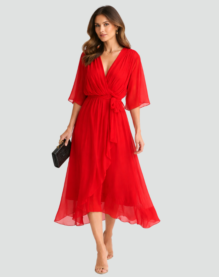Robe Midi Fluide À Nouer