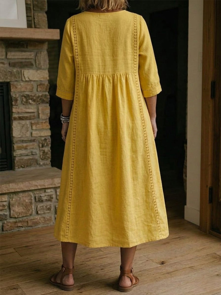Robe maxi pour femme - style décontracté poches plaquées pour vacances