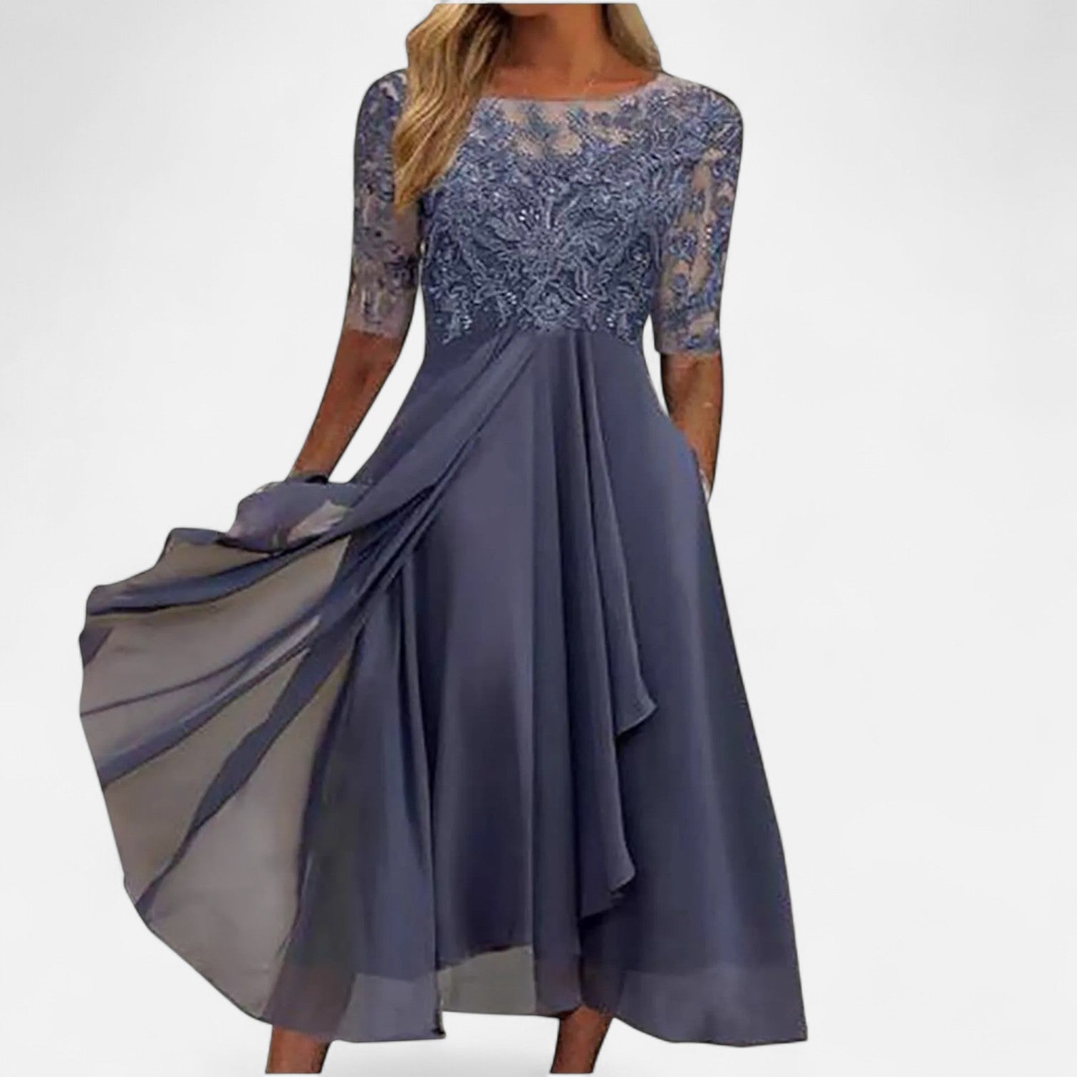 Ancient World | Elegant Summer Tea-Length Dress for Women – Timeless Grace from Day to Night