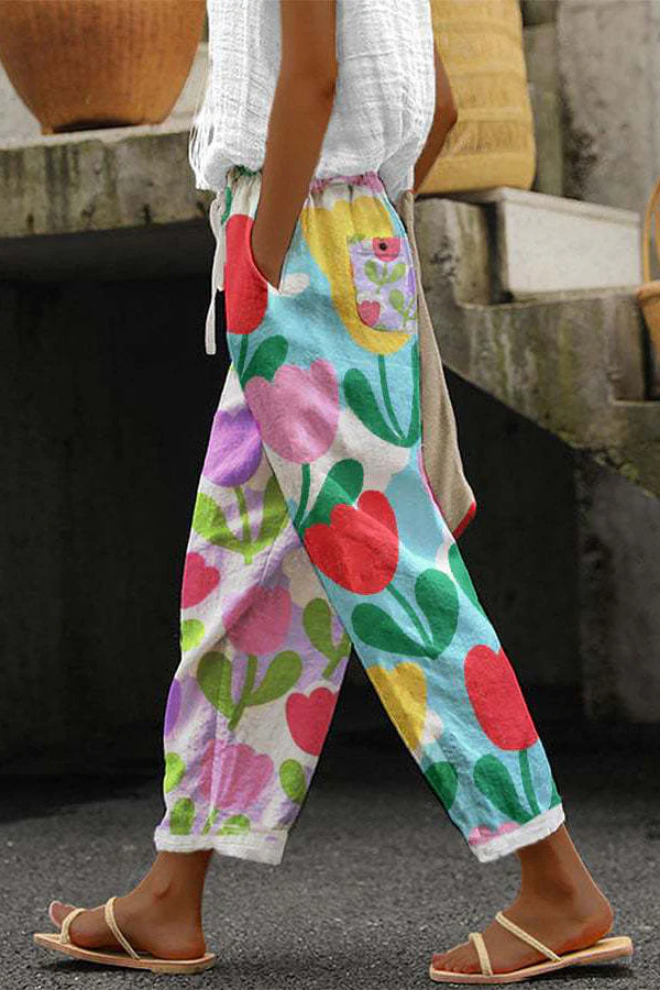 Pantalon Fluide À Motifs