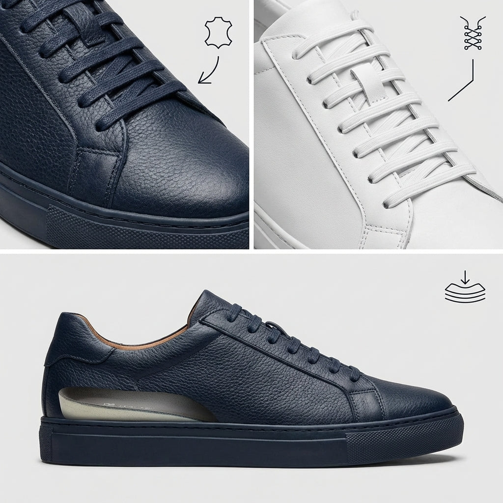 Męskie skórzane sneakersy – elastyczne sznurówki i ponadczasowy wyrafinowany styl