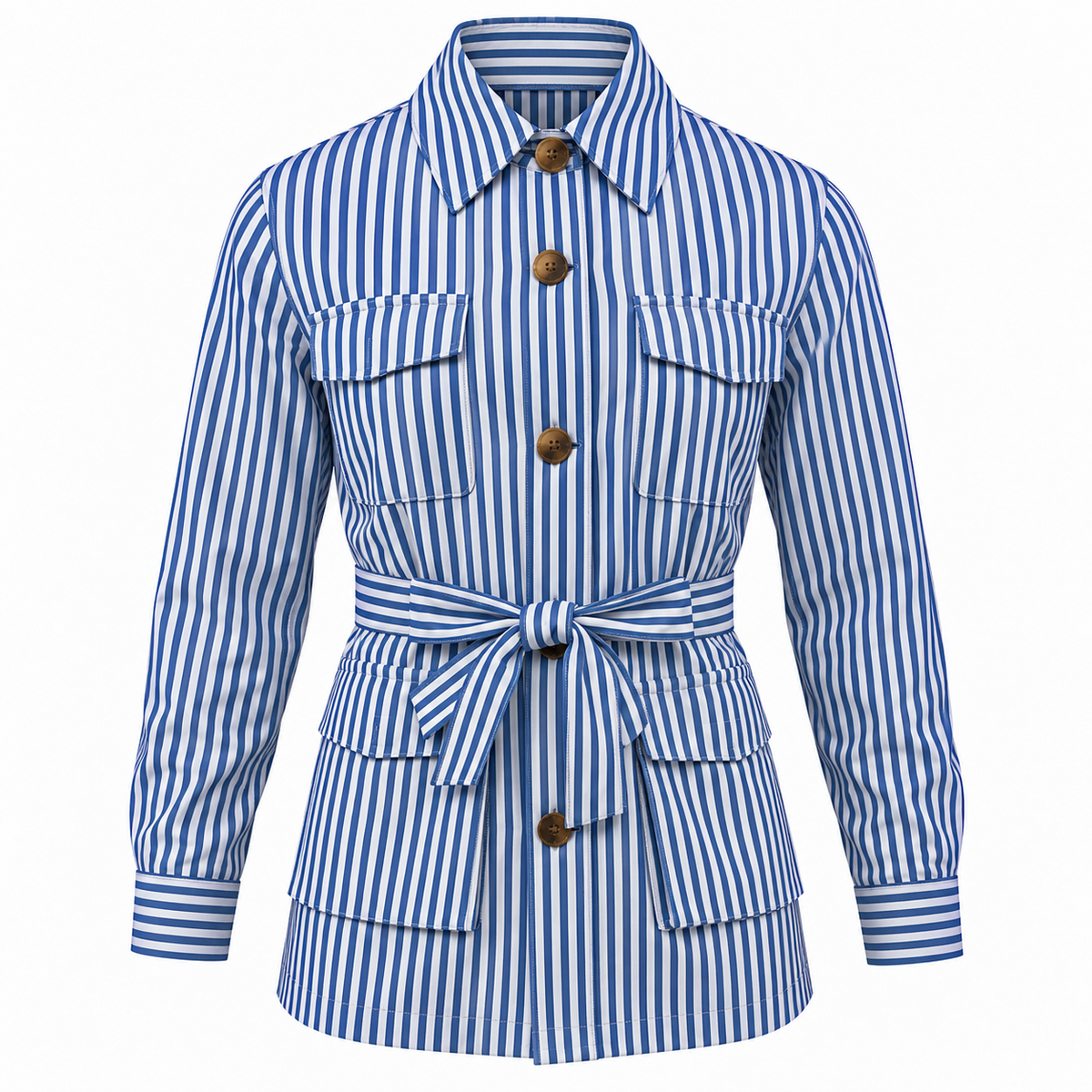 Veste Saharienne Homme Rayée – Coupe Élégante avec Ceinture
