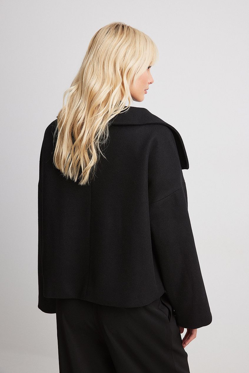 Manteau Court Femme – Col Châle Oversize Boutonnage Croisé Coupe Structurée