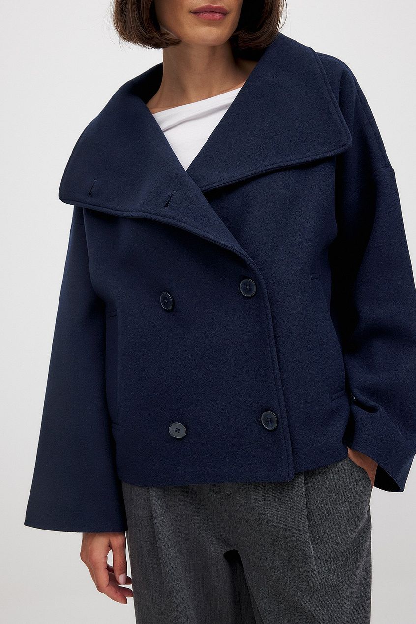 Manteau Court Femme – Col Châle Oversize Boutonnage Croisé Coupe Structurée