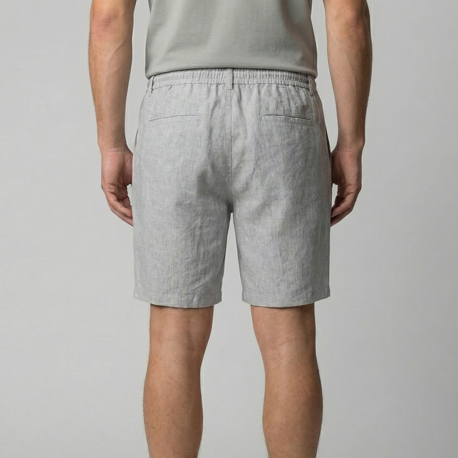 Short Décontracté En Mélange Lin