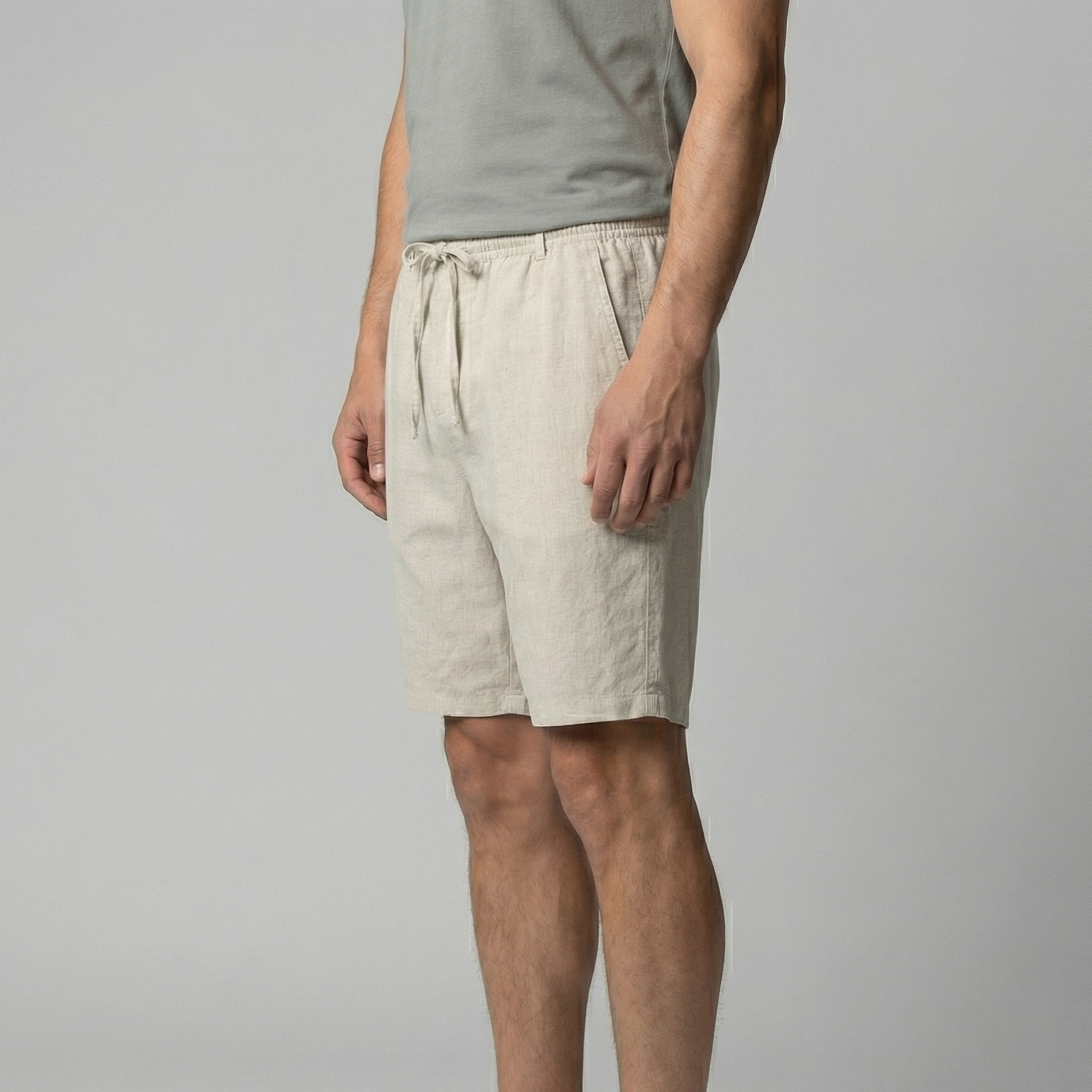 Short Décontracté En Mélange Lin